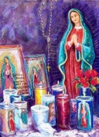 Guadalupe with Votives - Notecard