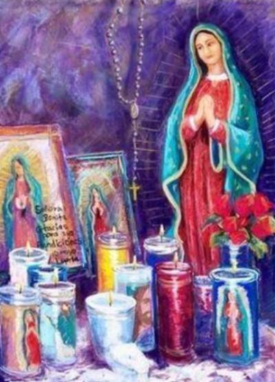 Guadalupe with Votives - Notecard