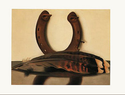 Turkey Feathers with Horseshoe - notecard