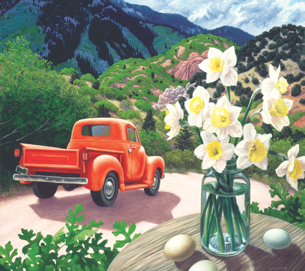 Red Truck and Daffodils